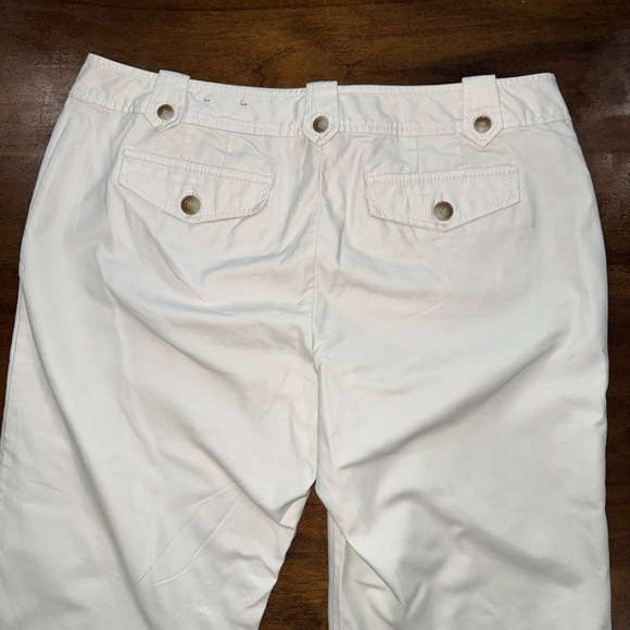 Ann Taylor Signature Fit Low on Waist White Cotton Stretch Ankle Crop Pants 12 - Picture 10 of 11